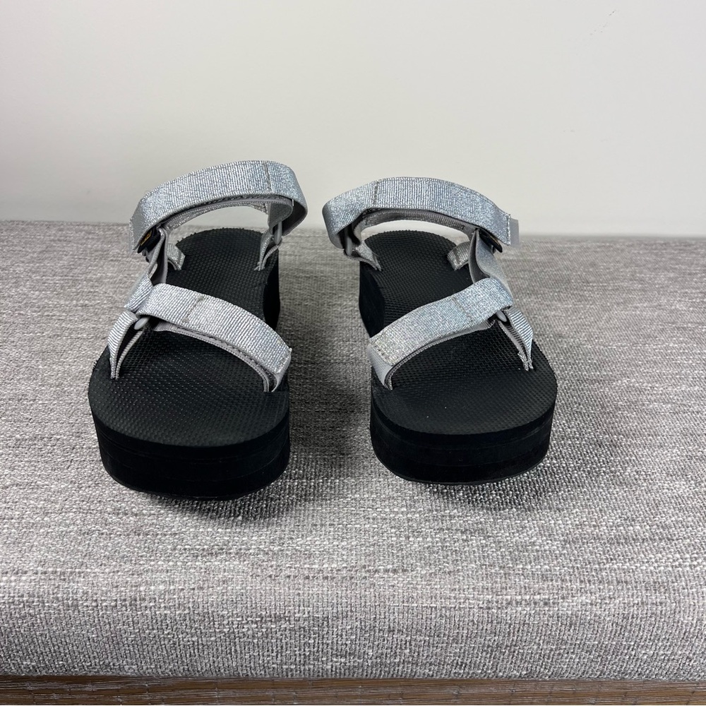 Teva Flatform Metallic Silver Platform Sandals - image 2